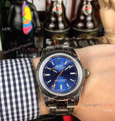 New Replica Rolex Milgauss Black Tattoo Blue Dial Watch 40mm